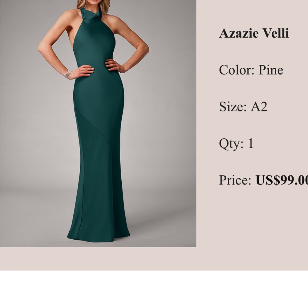 Azazie Pine Halter Maxi Dress